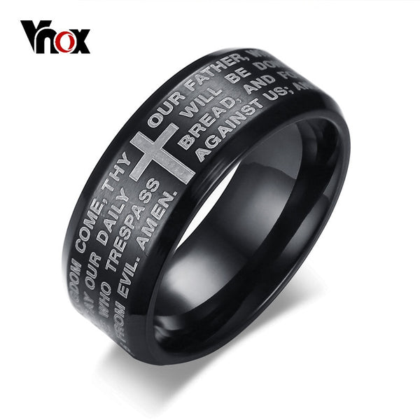 Engraved Bible Cross Ring for Men - 3 Colors - Trotman Graves