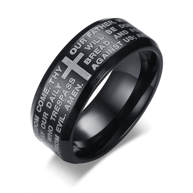 Engraved Bible Cross Ring for Men - 3 Colors - Trotman Graves