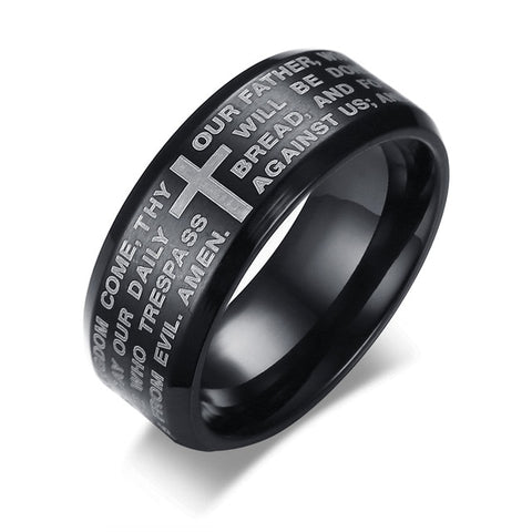 Engraved Bible Cross Ring for Men - 3 Colors - Trotman Graves