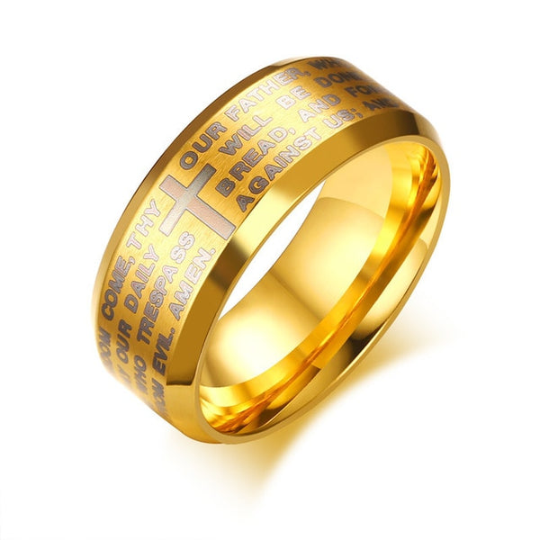 Engraved Bible Cross Ring for Men - 3 Colors - Trotman Graves