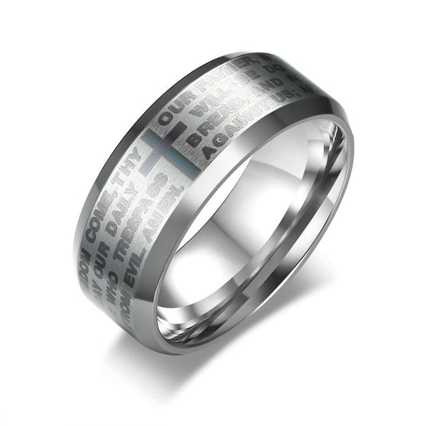 Engraved Bible Cross Ring for Men - 3 Colors - Trotman Graves