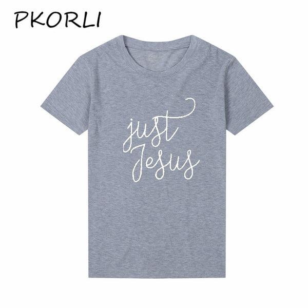 pkorli just jesus christian t-shirt men funny letters printed tee shirt homme cotton short sleeve fitness tops camisa termica - Trotman Graves