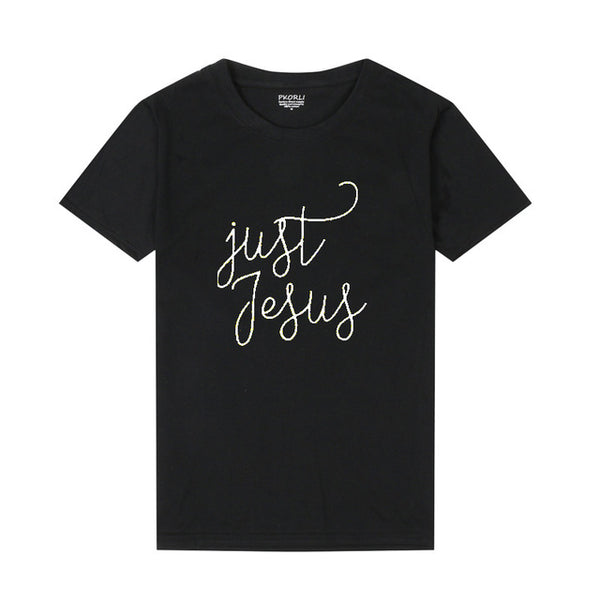 pkorli just jesus christian t-shirt men funny letters printed tee shirt homme cotton short sleeve fitness tops camisa termica - Trotman Graves