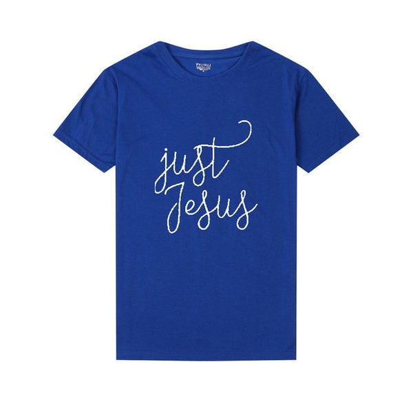 pkorli just jesus christian t-shirt men funny letters printed tee shirt homme cotton short sleeve fitness tops camisa termica - Trotman Graves