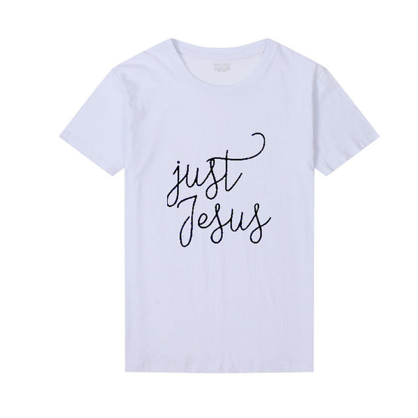 pkorli just jesus christian t-shirt men funny letters printed tee shirt homme cotton short sleeve fitness tops camisa termica - Trotman Graves