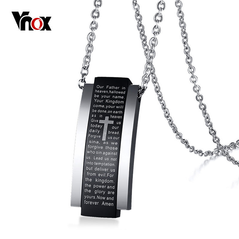 Men's 20" Engraved Bible Cross Pendant - Trotman Graves