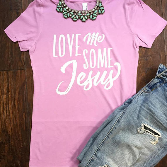 Love Me Some Jesus Letter Print T-Shirt Short Sleeve Casual Tops women fashion grunge tumblr cotton tees slogan Christian tshirt - Trotman Graves