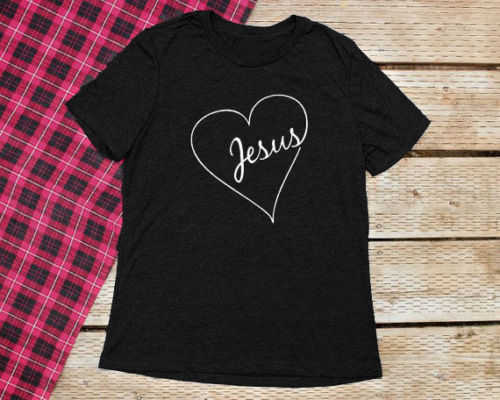 Jesus heart graphic women fashion t-shirt Christian faith grunge goth tees cool girl gift tumblr vintage tops unisex art tshirt - Trotman Graves