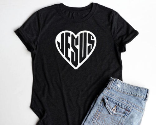 Jesus heart graphic women fashion t-shirt Christian faith grunge goth tees cool girl gift tumblr vintage tops unisex art tshirt - Trotman Graves