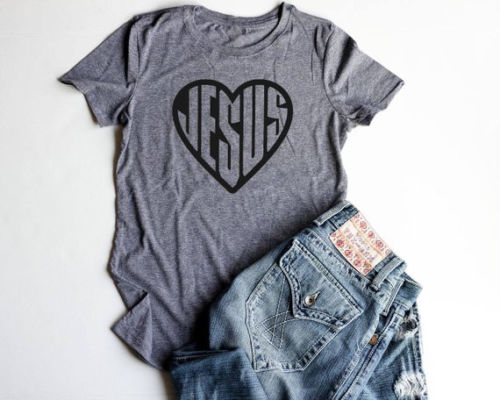 Jesus heart graphic women fashion t-shirt Christian faith grunge goth tees cool girl gift tumblr vintage tops unisex art tshirt - Trotman Graves