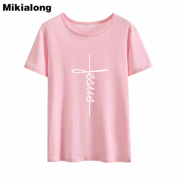 Mikialong Jesus Harajuku Printed Tshirt Women Summer Cotton T Shirt Women Black Basic Tee Shirt Femme Tumblr Women Tshirt Top - Trotman Graves