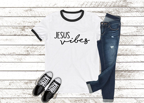 Jesus Vibes T-Shirt camisetas tumblr vintage ringer fashion women tops cotton summer Christian tees girl gift style tees t shirt - Trotman Graves
