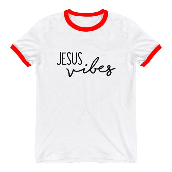 Jesus Vibes T-Shirt camisetas tumblr vintage ringer fashion women tops cotton summer Christian tees girl gift style tees t shirt - Trotman Graves