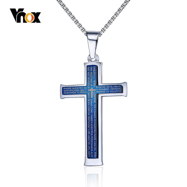 Men's Blue Cross Necklace Pendant - Trotman Graves