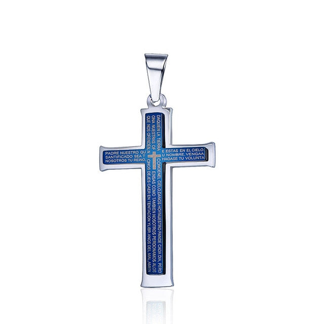 Men's Blue Cross Necklace Pendant - Trotman Graves