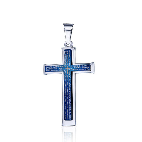 Men's Blue Cross Necklace Pendant - Trotman Graves