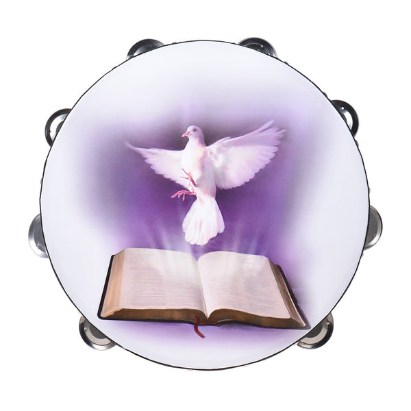 10" Double Row Bible and Dove Tambourine - Trotman Graves