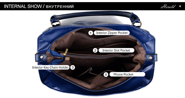 Herald Fashion Designer Women Handbag Female PU Leather Bags Handbags Ladies Portable Shoulder Bag Office Ladies Hobos Bag Totes - Trotman Graves